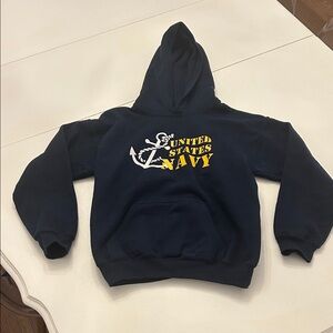 Gildan Kids Navy Hoodie with Anchor and Text